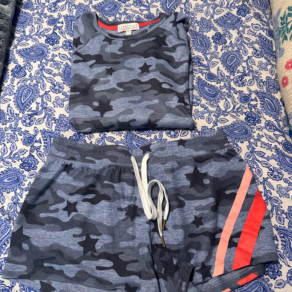 P.J. Salvage camo Lounge Set with Red Accents